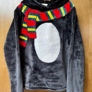 $38 SO girl's faux fur penguin pullover size L(10-12)